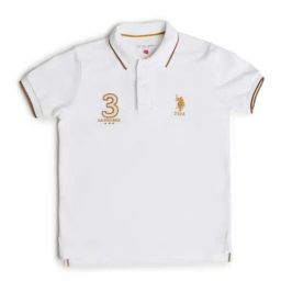 US Polo Kids Boys White Cotton Embroidery Polo T-Shirt-image-98