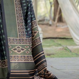 KALINI Ethnic Motifs Silk Blend Block Print Saree image 5