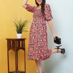 Globus Multicolor Floral Print A Line Dress-image-74