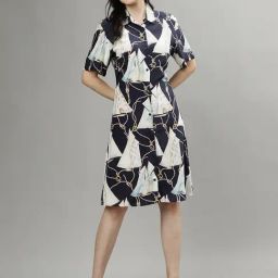 Gant Navy & Off-White Printed Shirt Dress-image-20