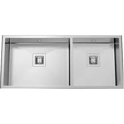 Hekken Double Bowl Kitchen Sink F Square with Overflow Series 45x20x9 inch International Satin Finish Stainless Steel, hék-Fsquare-11451C-61