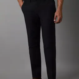 Louis Philippe Navy Slim Fit Checks Trousers-image-71