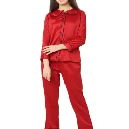 Smarty Pants Red Satin Shirt With Pyjamas-image-10