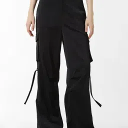 Only Black Flared Fit High Rise Cargo Pants-image-61