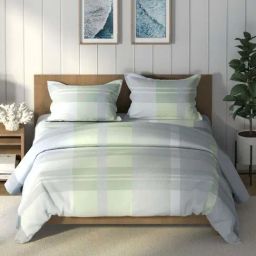Nautica Raymarine Vessel Grey Cotton 160 TC Double Bedsheet with 2 Pillow Covers & Comforter-image-84