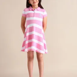 U.S. Polo Assn. Girls Pink Cotton Striped Dress-picture-25