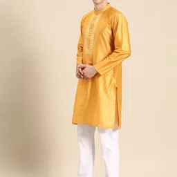 Anouk Men Yoke Design Regular Mirror Work Kurta with Pyjamas image 3