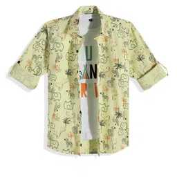 CAVIO Boys Printed Pure Cotton Casual Shirt With T-shirt-image-41