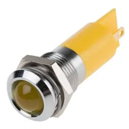 RS PRO Yellow Panel Mount Indicator 24V DC, Mounting Hole Size 14 mm, Termination Type Solder Tab, Model No 209888-18