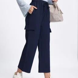 glitchez Women Textured Utility Cargo-Style Cropped Trouser-image-15