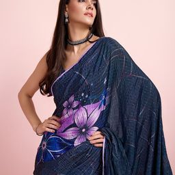 Mitera Silk Blend Floral Sequinned Party Celebrity Saree-image-2