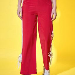 DIMPY GARMENTS Women Mid Rise Relaxed Fit Track Pants With Side Stripes-image-114