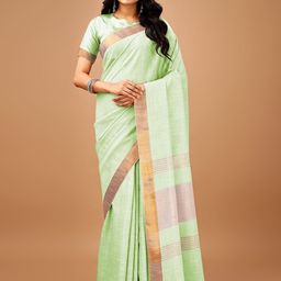 PURI MAA Zari Linen Blend Fusion Kota Saree-image-73