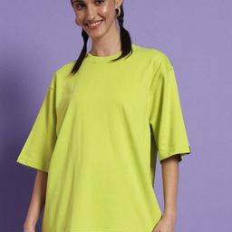 PockMAN Women Drop-Shoulder Sleeves Oversized Pure Cotton T-shirt-image-59