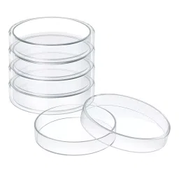 Eduscope Borosilicate Glass Petri Dish, Dia 100 mm and Height 15 mm, ‎Edu -BOGLPETRIDISH (Pack of 5 Pcs)-34