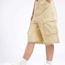 DressBerry Women Modern Cool Frayed Hem High-Rise Denim Cargo Jorts-image-18