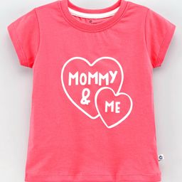 Ollypop Half Sleeves Top Heart & Text Print - Pink-picture-15