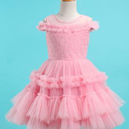 Bluebell Off Shoulder Sleeves Party Dress with Sequins Detailing - Pink-image-34