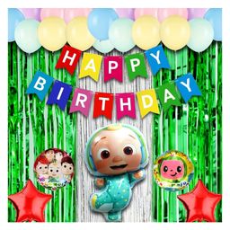 Bubble Trouble Happy Birthday Decoration Little Kids Coco Theme Combo Kit Items With Metallic Balloons Foil Curtain Shimmer For Little Kids Theme Birthday Party Decorations Multi Color Pack of 39-image-17