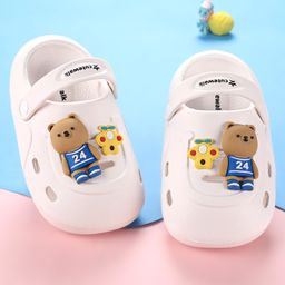 Cute Walk by Babyhug Clogs with Backstrap Bear Applique - White-image-88