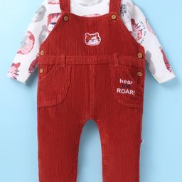 WOW Clothes Interlock Knit Full Sleeves T-Shirt With DungareeLion Printed - Maroon-image-84