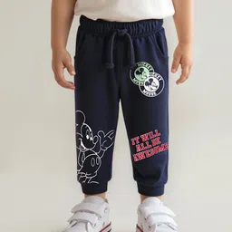 Babyhug Disney Cotton Terry Knit Full Length Lounge Pant With Mickey Mouse Graphics - Black-picture-28