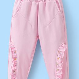 Mark & Mia Full Length Cotton Trouser With Frill Detailing - Pink-image-63