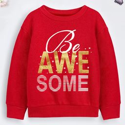 Trampoline Full Sleeves Be Awesome Text Printed Sweatshirt - Red-picture-35