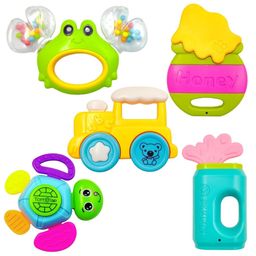 Elecart 5pcs Baby Rattle Toys SetColourful Infant Rattles & Teething Toys, BPA-Free, Safe for 0-12 Months, Soft Rattling Sounds, Perfect Newborn Gift Set-17