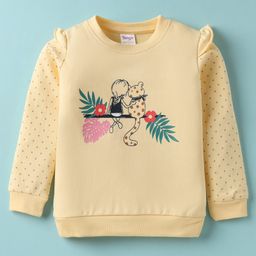 Tango Looper Knit Full Sleeves T-Shirt with Polka Dot & Animal Print - Lemon Yellow-picture-20