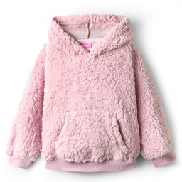 Little Kangaroos Woven Full Sleeves Hooded Sweatshirt with Fur Detailing & Kangaroo Pockets - Baby Pink-picture-15