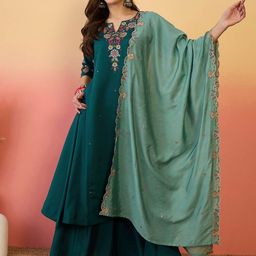 Sangria Yoke Design Straight Kurta Set With Dupatta-image-83