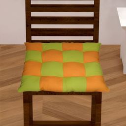 Lushomes Orange-Colored & Green Textured Chair Pads-74