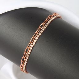 KPOP Brass Rose Gold-Plated Rhinestone Studded Wraparound Bracelet-picture-34