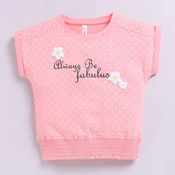 giniekids Girls Polka Dot Printed Extended Sleeves Cotton Boxy Top-image-22