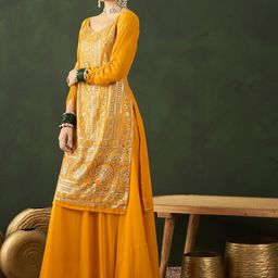Sangria Sequence With Embroidered Kurta & Skirt image 4