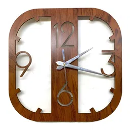 VAH Kya Bat Hai !! Brown Textured Square Wooden Wall Clock-16