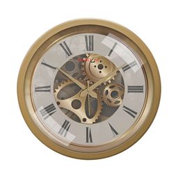 RANDOM Gold-Toned & White Contemporary Analogue Round Wall Clock-9