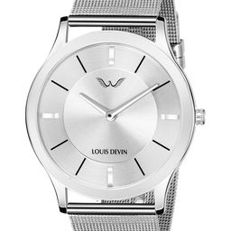 LOUIS DEVIN Men Brass Dial & Bracelet Style Straps Analogue WatchLD-SLM023-SLV-CH-image-61
