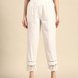 Sangria Women White Straight Fit Chinos Trousers-image-68