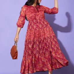 Globus Multicolor Floral Print Midi Dress-image-39
