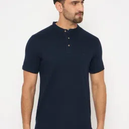 Duke Navy Blended Slim Fit Solid T-Shirt-image-86