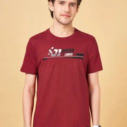 Ajile by Pantaloons Garnet Cotton Slim Fit Printed Sports T-Shirt-image-62