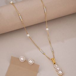 ATIBELLE Gold-Plated Stone Studded & Beaded Jewellery Set-32