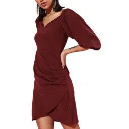 Sera Maroon Printed A-Line Dress-image-31