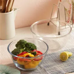 Femora Transparent Borosilicate Glass Microwave Safe All-Purpose Mixing Bowl (3.6 L) - Set of 2-20
