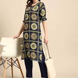 Sangria Women Ethnic Motifs Printed Kurta with Trousers-picture-23