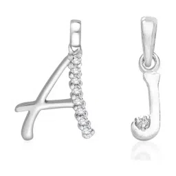 Taraash 92.5 Sterling Silver 'A' & 'J' Initial Letter Couple Pendants-image-18