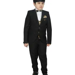SG Yuvraj Kids Black Printed Suit Set-image-20