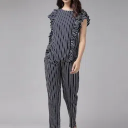 YASH GALLERY Navy Striped Top Pyjama Set-28